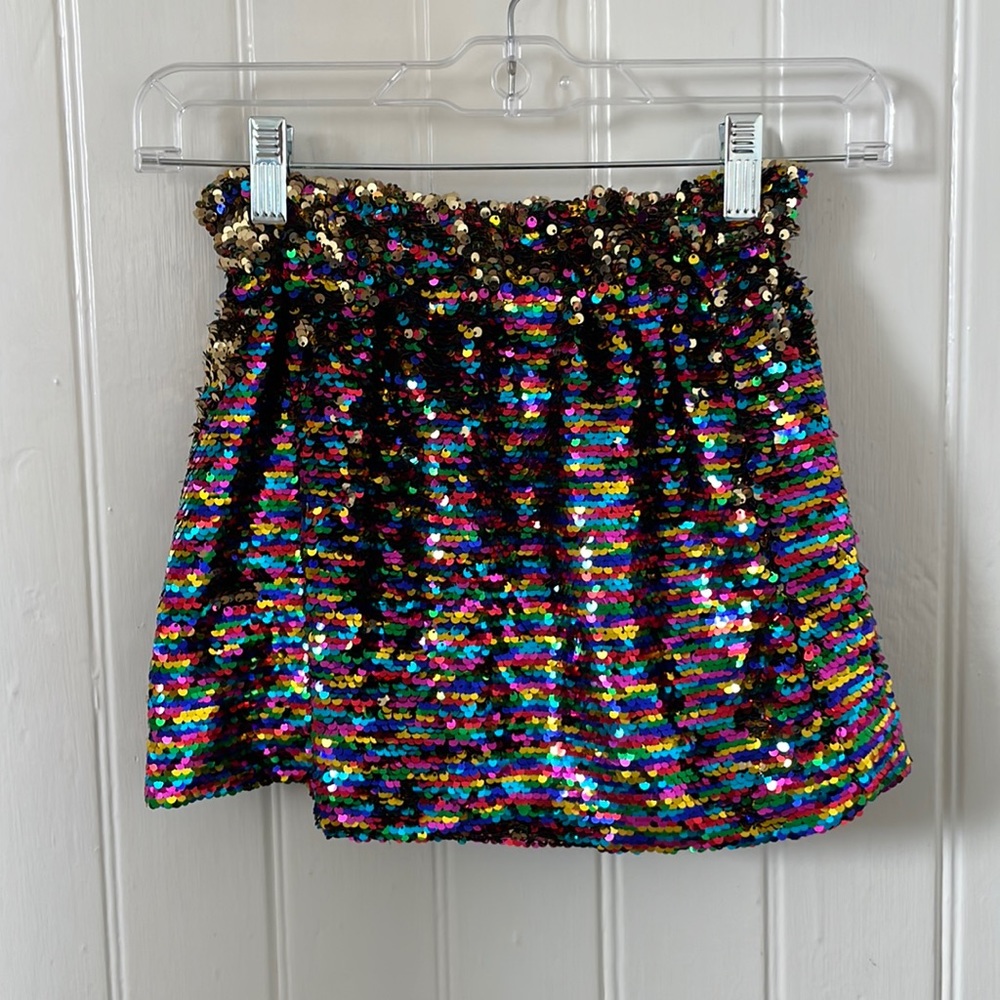 Zara rainbow/gold sequin skirt. Girls size 6/7. Like new.